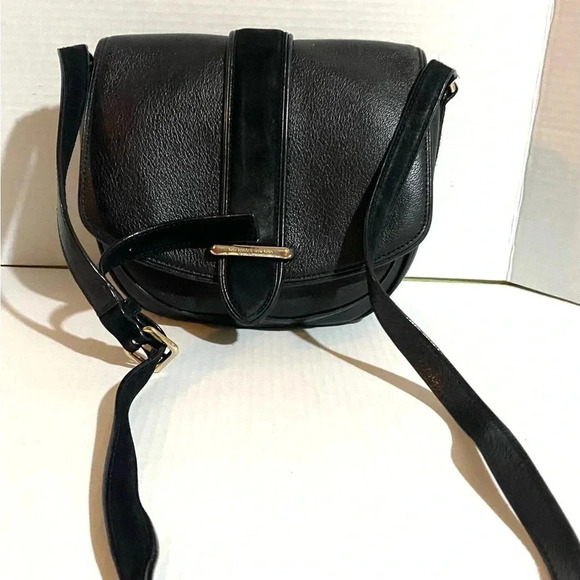 Kate spade black leather suede crossbody handbag - Picture 1 of 14